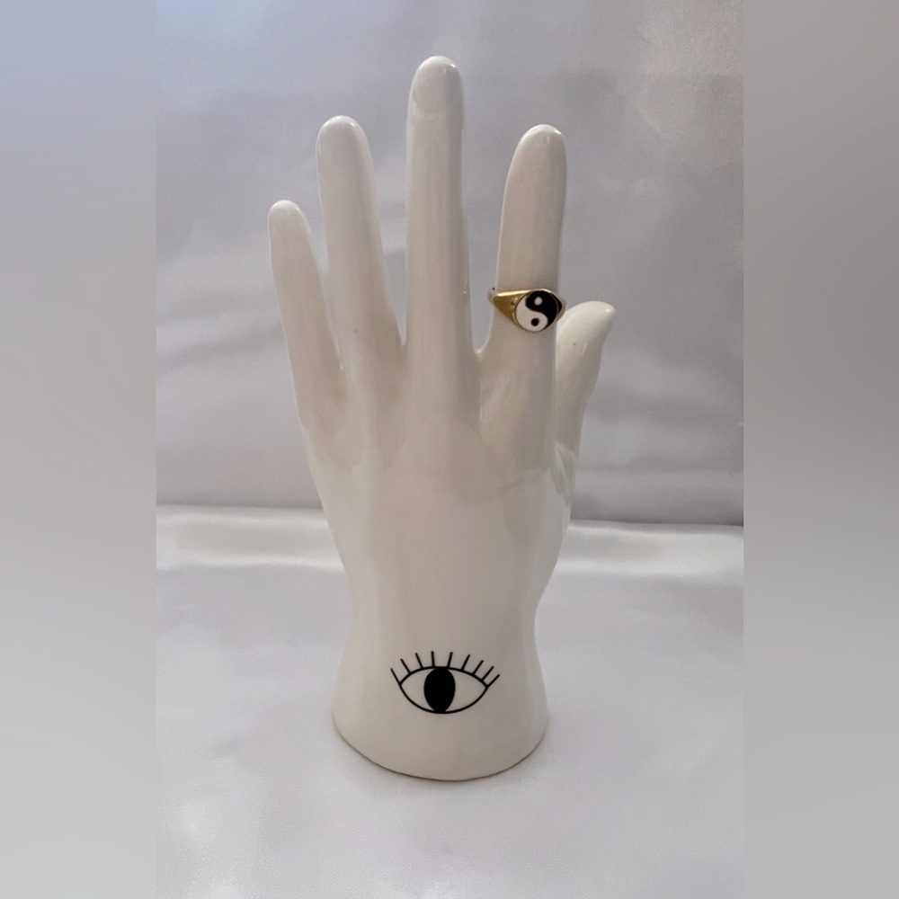 Gold Plated Stainless Steel Ying Yang Ring